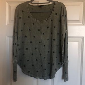 Lucky brand long sleeve waffle knit shirt with stars.  Size L